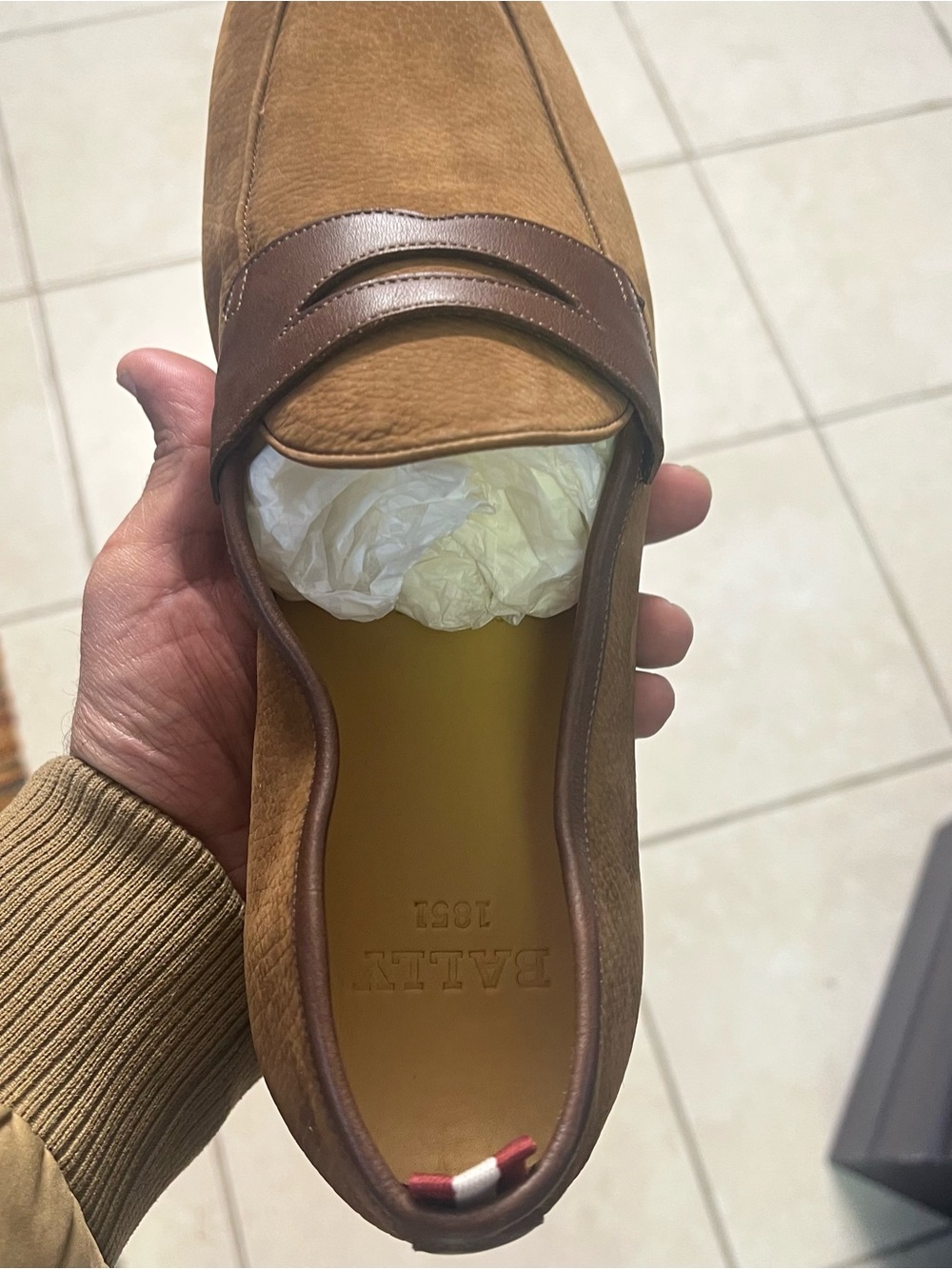 Bally Olive and Chocolate Leather Loafers - Picture 7 of 9